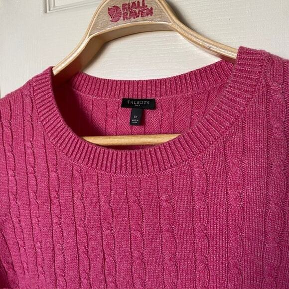 Talbots Crew Neck Cable Knit Pullover Sweater Pink 3-Button Cuff Women's Plus 1X - Picture 3 of 8
